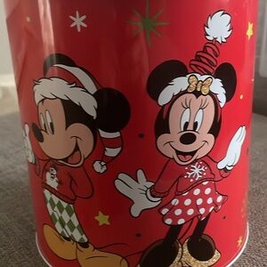 Disney Mickey Minnie Mouse Christmas 8” Tin Container  by Tin Box Co NEW #1